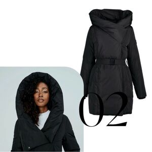 Noize Women’s Venice Puff Jacket Belted Black Large EUC